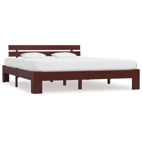 Vidaxl – Cadre de lit 160x200 cm en pin massif marron foncé – Structure robuste et durable – Facile à assembler – Cadre à lattes