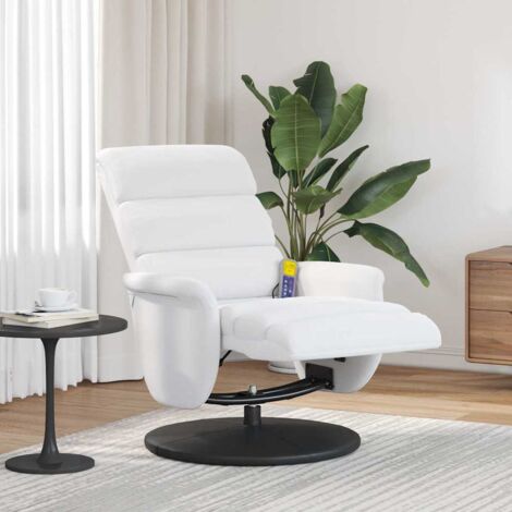 Vidaxl – Fauteuil relax inclinable blanc – Faux cuir ergonomique – Massage intégré – Dimensions 71 x 98 x 106 cm – Accoudoirs rembourrés