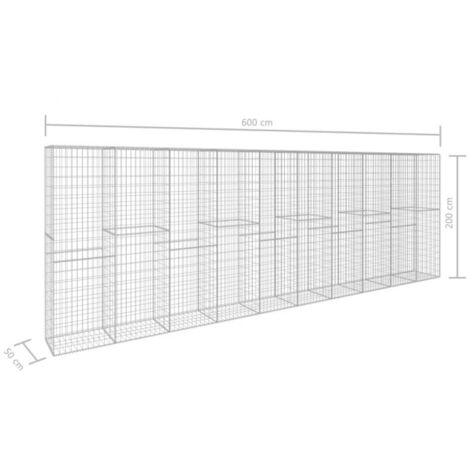 Mur en gabion avec couvercle Acier galvanisé 600 x 50 x 200 cm vidaXL
