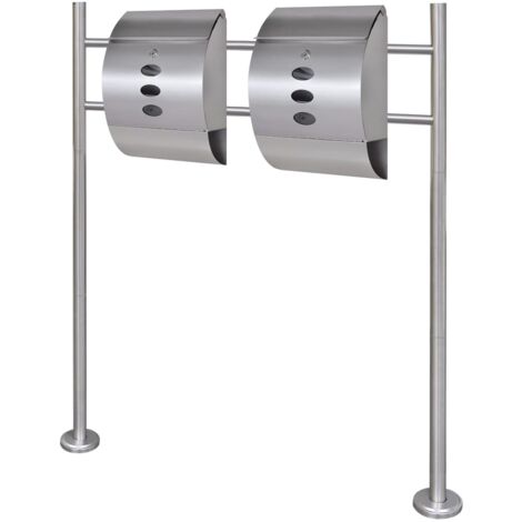 Double boîte à lettre sur support en acier inoxydable vidaXL (1/5)