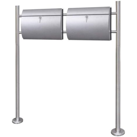 Double boîte à lettre sur support en acier inoxydable vidaXL (1/5)