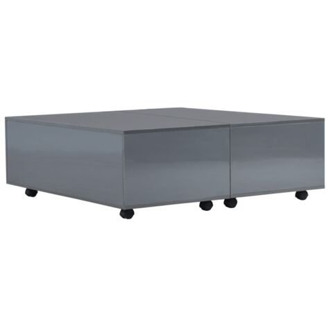Table basse Gris brillant 100x100x35 cm vidaXL (1/7)