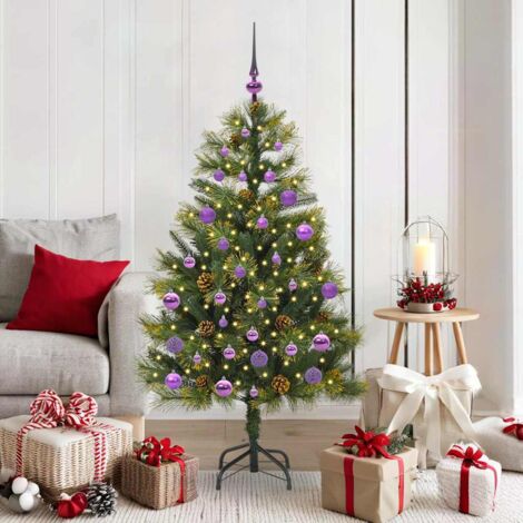 Sapin De Noël Artificiel Mince 180 Cm - Décoré Flocons Neige, PVC, Pour Salon, Maison, Jardin