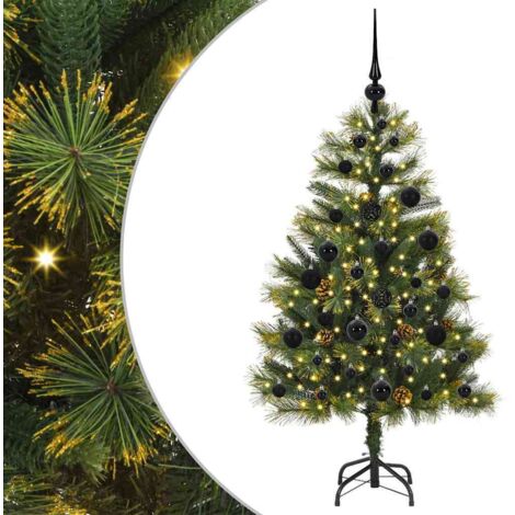 Sapin de Noël artificiel avec branches pliables et cônes 120 cm vidaXL (1/5)