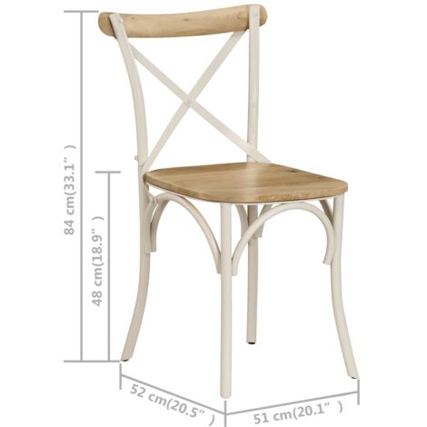 Chaises à dossier croisé lot de 4 blanc bois de manguier massif vidaXL