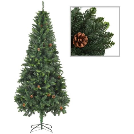 vidaXL Sapin de Noël artificiel avec pommes de pin Vert 210 cm (1/5)