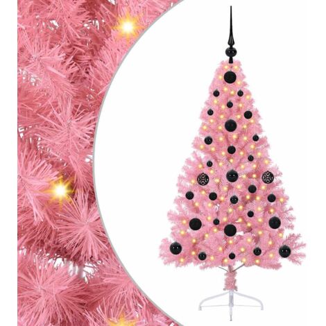 vidaXL Sapin de Noël artificiel pré-éclairé Rose 120 cm PVC (1/5)