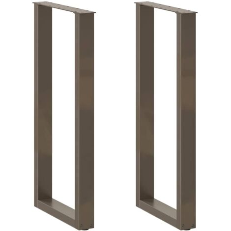 Pieds de table de bar en forme de U, 2 pièces, acier naturel, 40 x (100-101) cm vidaXL