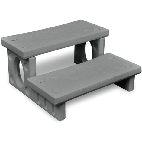 Vidaxl – Marches de spa gris – Surface antidérapante – Dimensions 70 x 65 x 34 cm – Adaptées aux spas ronds et carrés