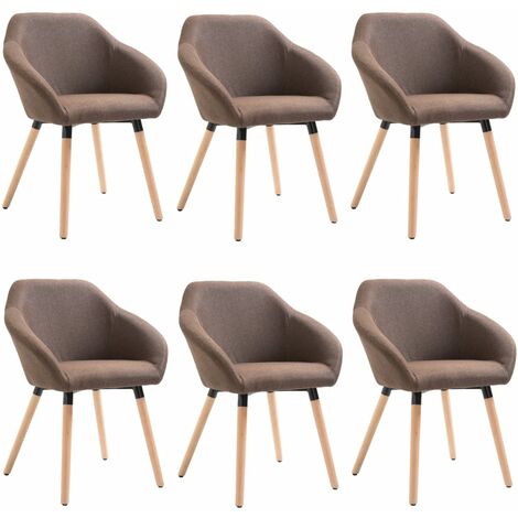 Chaises à manger lot de 6 marron tissu vidaXL (1/5)
