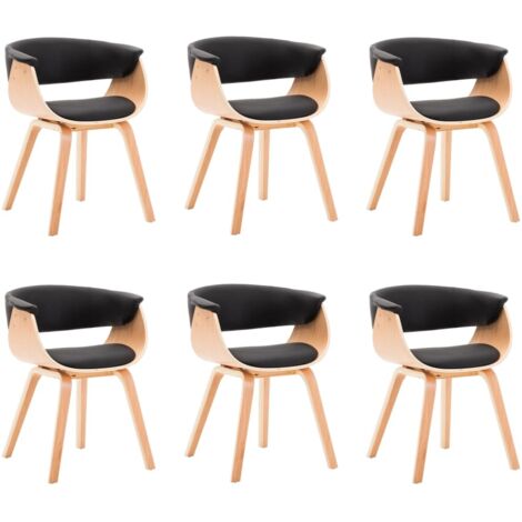 Chaises à manger lot de 6 noir bois courbé et similicuir vidaXL (1/5)