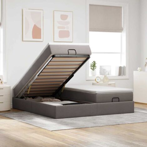 Cadre de lit ottoman avec matelas taupe 160x200 cm tissu vidaXL (1/5)