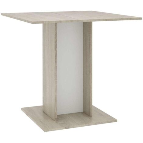 Table à manger Blanc et chêne sonoma 80 x 80 x 75 cm Aggloméré vidaXL (1/5)