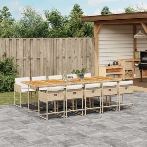 Ensemble à manger de jardin et coussins 11 pcs beige poly rotin vidaXL (1/5)