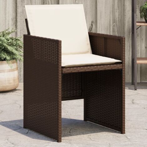 Chaises de jardin avec coussins lot de 4 marron résine tressée vidaXL (1/5)