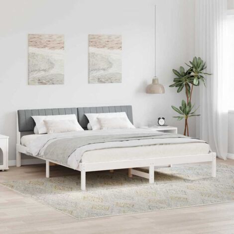 Cadre de lit avec tête de lit Blanc et gris clair 180 x 200 cm vidaXL (1/5)