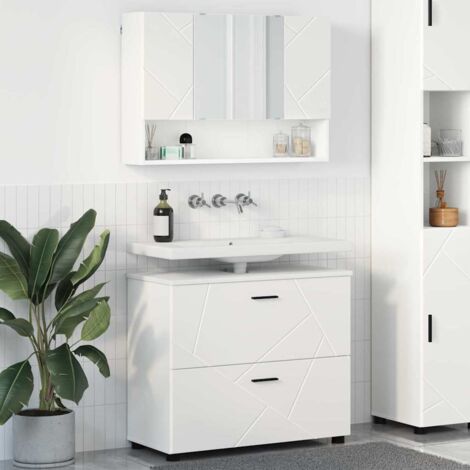 Ensemble de mobilier de salle de bain avec tiroir 2 pcs Blanc vidaXL (1/5)
