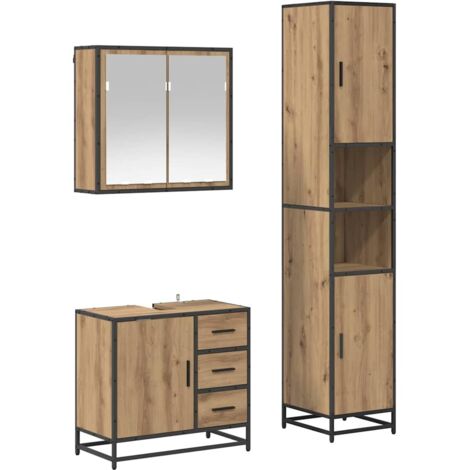 vidaXL Ensemble de mobilier de salle de bain 3 pcs Chêne artisanal (1/5)
