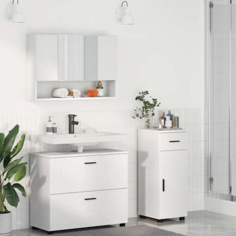Ensemble de mobilier de salle de bain avec tiroir 3 pcs Blanc vidaXL (1/5)