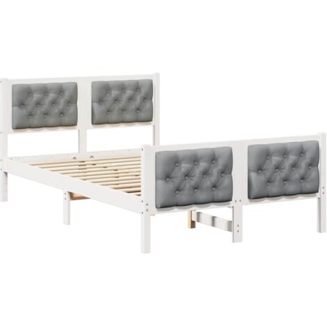 Cadre de lit Gris clair 120 x 190 cm Pin massif vidaXL (1/5)