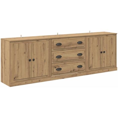 vidaXL Buffets avec tiroir 3 pcs Chêne artisanal 210 x 35,5 x 67,5 cm
