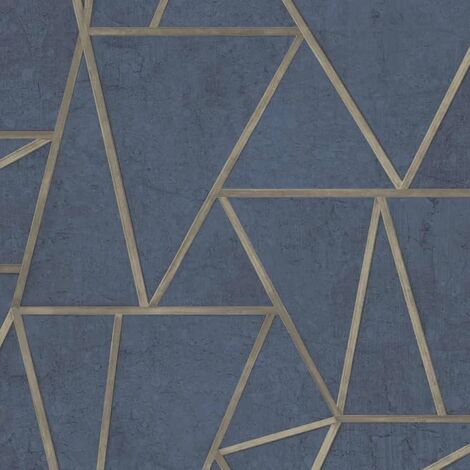Papier peint Triangles Bleu pétrole et doré DUTCH WALLCOVERINGS