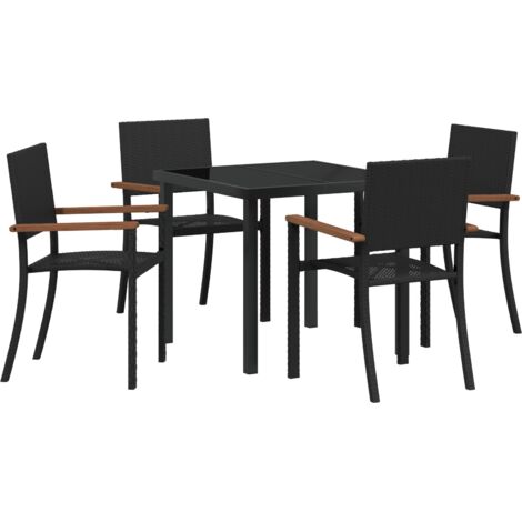 vidaXL Ensemble de salle à manger pour jardin 5 pcs Noir (1/5)