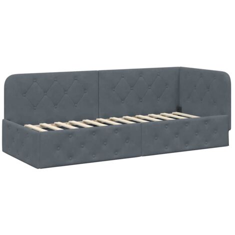 Cadre de lit d'angle Gris foncé 80 x 200 cm Velours vidaXL (1/5)