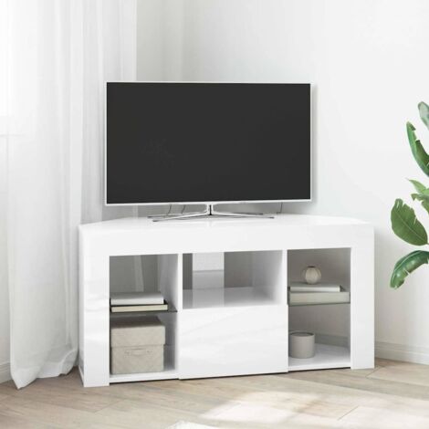 Meuble TV LED d'Angle Blanc brillant 100 x 40 x 50 cm vidaXL (1/5)