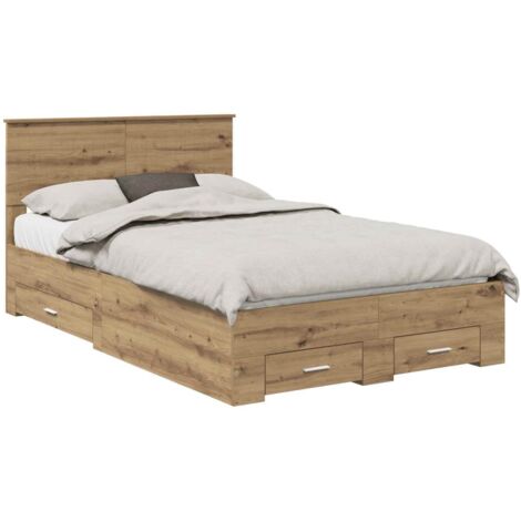 Cadre de lit Chêne artisanal 120 x 190 cm Bois d'ingénierie vidaXL (1/5)