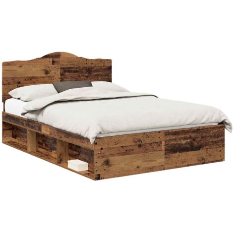 Cadre de lit Bois ancien 140 x 190 cm Pin massif vidaXL (1/5)