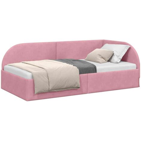 Cadre de lit d'angle Rose 80 cm x 200 cm Velours vidaXL (1/5)
