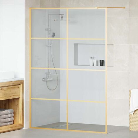 vidaXL Mur de Douche à L'Italienne Doré 140 x 195 cm verre trempé