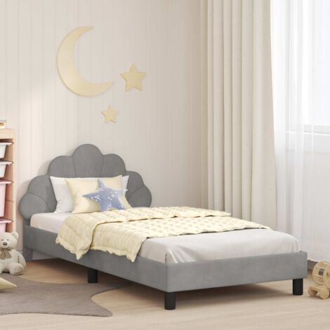 Cadre de lit pour enfants avec tête de lit Gris clair Velours vidaXL