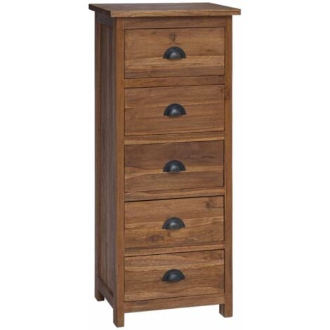 Commode avec tiroir Marron 45 x 35 x 110 cm Bois de teck massif vidaXL