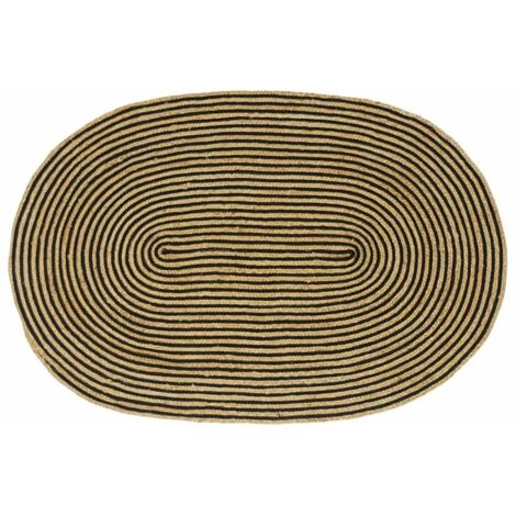 Tapis de surface Naturel et noir 100 x 152 cm Jute vidaXL (1/5)