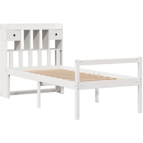 Lit bibliothèque sans matelas blanc 90x190cm bois de pin massif vidaXL (1/5)