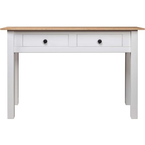 Vidaxl – Table console en bois de pin massif blanc 110x40x72 cm – 2 tiroirs pour rangement – Design compact et élégant
