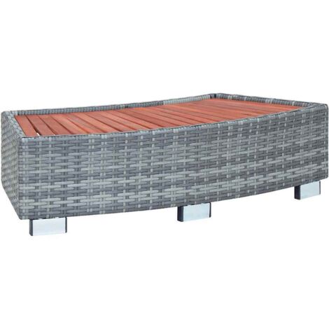 Vidaxl – Marche de spa en résine tressée gris 92 x 45 x 25 cm – Structure en acier enduit de poudre – Résistante aux intempéries et aux UV