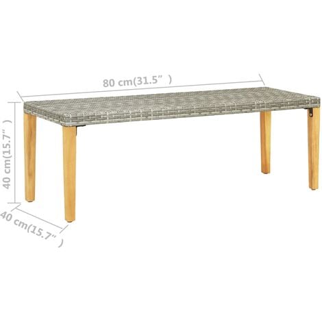 Banc de jardin 80 cm Résine tressée Gris vidaXL