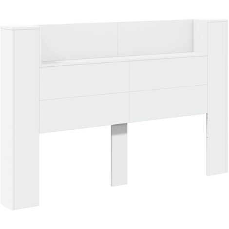 Cabinet de Tête de Lit avec LED Blanc 160 x 16,5 x 103,5 cm vidaXL