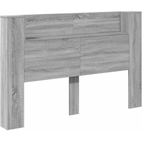 Cabinet de Tête de Lit avec LED Gris Sonoma Bois d'ingénierie vidaXL