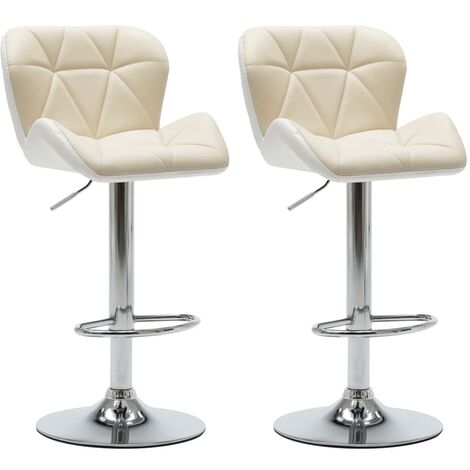Tabourets de bar lot de 2 crème similicuir vidaXL (1/5)