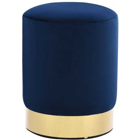 Vidaxl – Tabouret de bar bleu et doré en velours 28 x 36 cm – Base métallique stable – Forme de baril – Pour espaces modernes (1/6)