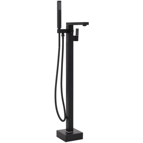 Robinet de baignoire sur pied Noir Acier inoxydable 90 cm vidaXL