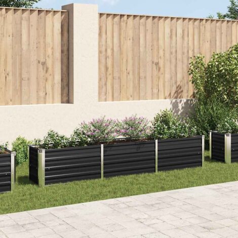 Vidaxl – Lit surélevé de jardin en acier galvanisé 240x40x45 cm – Couleur anthracite – Fond ouvert pour culture optimale – Montage facile