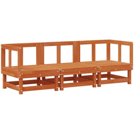 Unité de canapé sectionnel 3 Pièce Brun Ciré Bois de Pin Massif vidaXL