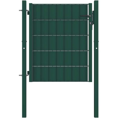 Portail de clôture PVC et acier 100x101 cm Vert