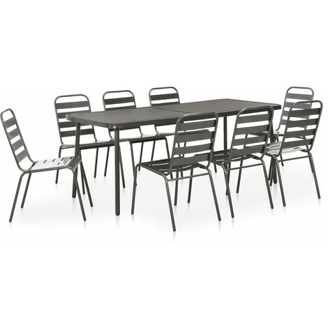 Ensemble à manger d'extérieur 9 pcs Acier Gris foncé vidaXL (1/5)
