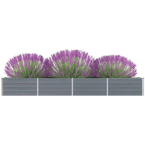Vidaxl – Lit surélevé de jardin en acier galvanisé 320x40x45 cm – Fond ouvert pour plantation – Résistant aux intempéries – Couleur gris (1/9)
